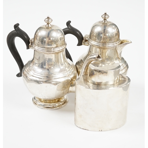 1849 - A George V silver bachelors pear shaped cafÃ© au lait pair, by Theodore Rossi, London, 1930  and an ... 