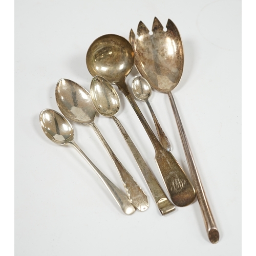 1877 - A small quantity of assorted 19th century and later silver flatware, various, dates, makers and patt... 