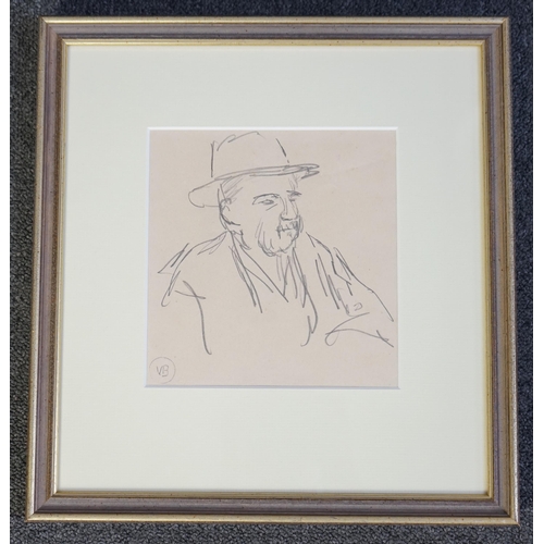 106 - § § Vanessa Bell (English, 1879-1961) 'Man in a hat', Café drawing Paris 1920'spencil on paperEstate... 