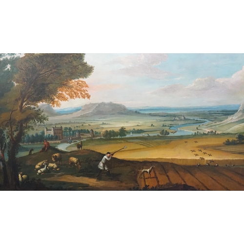 11 - Attributed to John Wootton (English, 1682-1764) Partridge shooting with a view on the upper Avonoil ... 