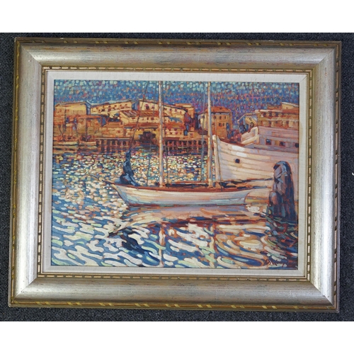 111 - Isabel Stella R. Langdale (1880-1976) Mediterranean harbour sceneoil on canvas boardsigned30 x 40cm... 