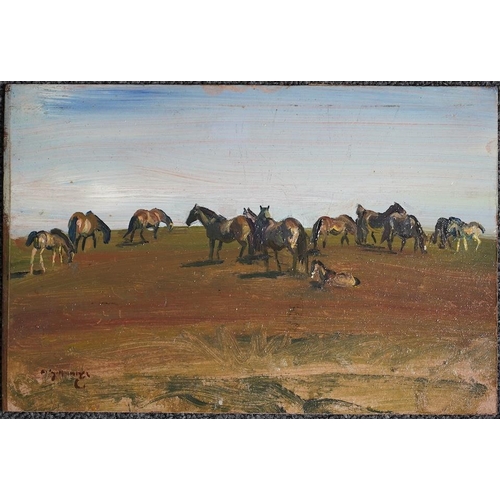 113 - § § Sir Alfred James Munnings P.R.A., R.W.S. (British, 1878-1959) Exmoor Ponies, Study no.17oil on w... 