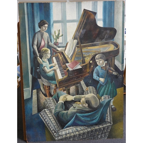 131 - David Smith (British, 1930-1999) Family music recitaloil on hard boardsigned and dated 1959, with pr... 