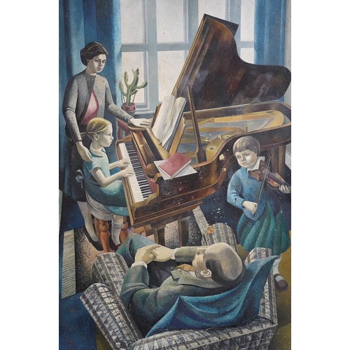 131 - David Smith (British, 1930-1999) Family music recitaloil on hard boardsigned and dated 1959, with pr... 