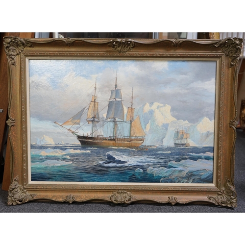 155 - § § John Steven Dews (British, b.1949) 'The Hull whaler's ship, Isabella ..'oil on canvassigned50 x ... 