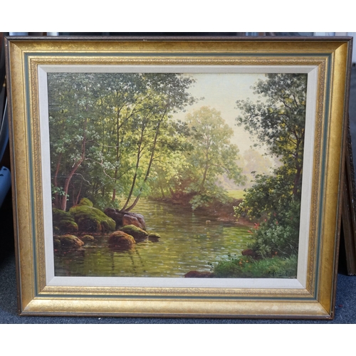 164 - § § René Charles Edmond His (French, 1877-1960) 'Meandering stream'oil on canvassigned45 x 54cm... 