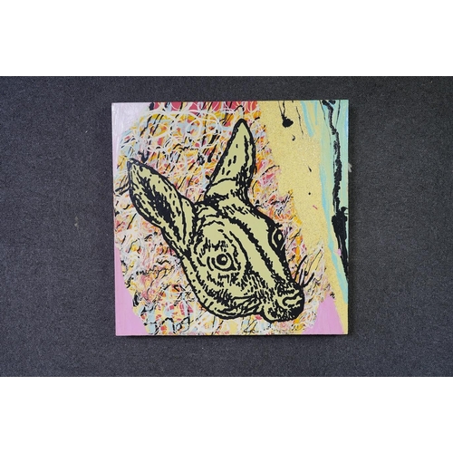 168 - Dan Baldwin (b.1972) Untitled, Rabbit's headmixed mediasigned and dated 2001/2005 verso61 x 61cm... 