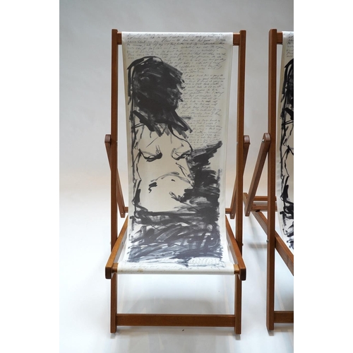 176 - Tracey Emin (British, b.1963) 'Deck Chair, 2007'screenprint in colours on fabric with wood support (... 