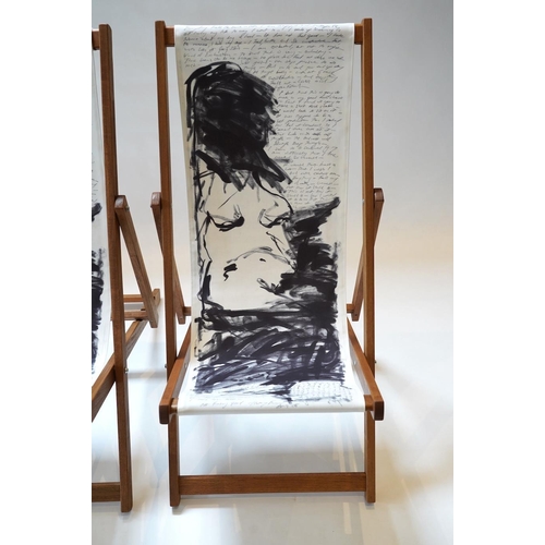 176 - Tracey Emin (British, b.1963) 'Deck Chair, 2007'screenprint in colours on fabric with wood support (... 