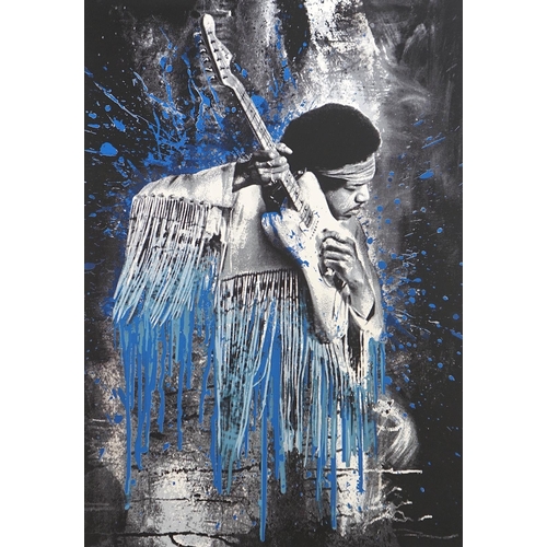 180 - § § Thierry Guetta [Mr Brainwash} (French, b.1966) 'Jimi Hendrix' (blue)five colour screenprint on h... 