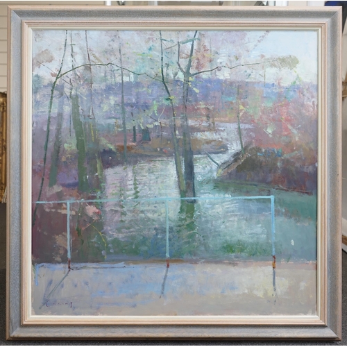 191 - § § Fred Cuming RA NEAC Hon RBA Hon ROI, (English 1930-2022) 'River L'Oise'oil on boardsigned, with ... 