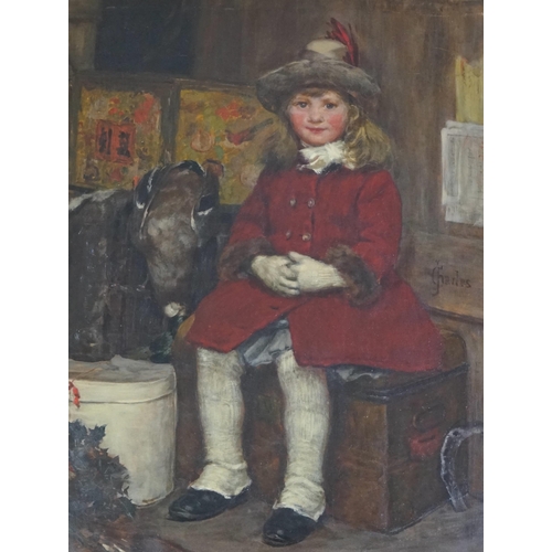 36 - James Charles (British, 1851-1906) Seated child in a red coatoil on canvassigned56 x 43cm... 