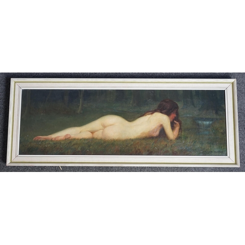 64 - Arthur Burton (English, fl.1894-1907) Reclining nymphoil on canvassigned24 x 75cm... 