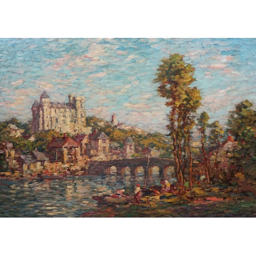 68 - French Impressionist School Chateau viewed from the riveroil on canvas57 x 80cm... 