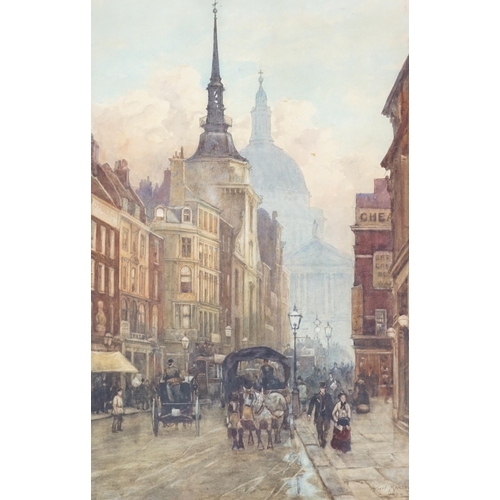 77 - Herbert Marshall (1841-1913) The Tower from the Thames and two London street sceneswatercolours (3)s... 