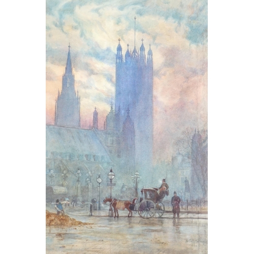 77 - Herbert Marshall (1841-1913) The Tower from the Thames and two London street sceneswatercolours (3)s... 