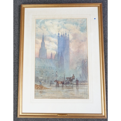 77 - Herbert Marshall (1841-1913) The Tower from the Thames and two London street sceneswatercolours (3)s... 