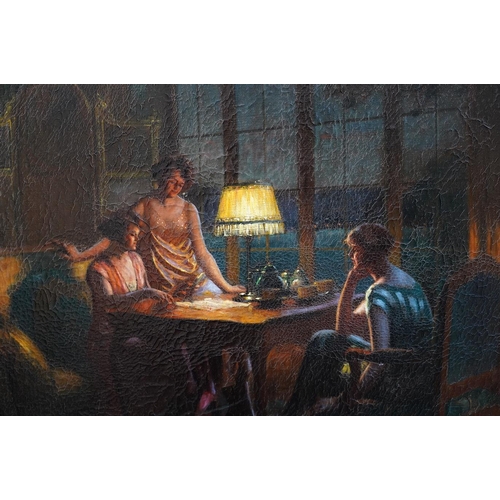 81 - Delphin Enjolras (French, 1857-1945) Jeunes femmes jouant aux cartesoil on canvassigned60 x 73cm... 