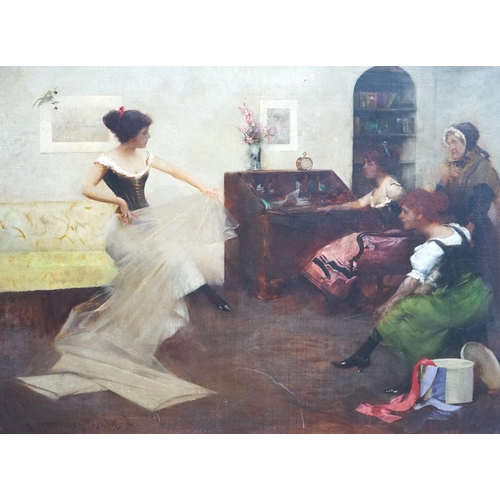 85 - Albert Chevallier Tayler, RBC (British, 1862-1925) 'The New Dress'oil on canvassigned and dated '964... 