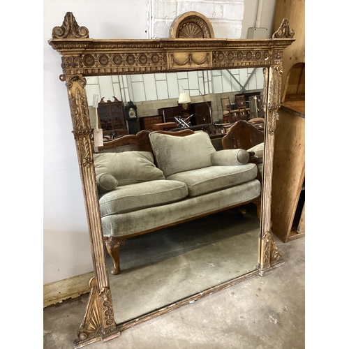 10 - A Victorian giltwood and composition oak overmantel mirror, width 113cm, height 142cm. Condition - p... 