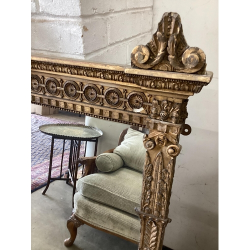 10 - A Victorian giltwood and composition oak overmantel mirror, width 113cm, height 142cm. Condition - p... 