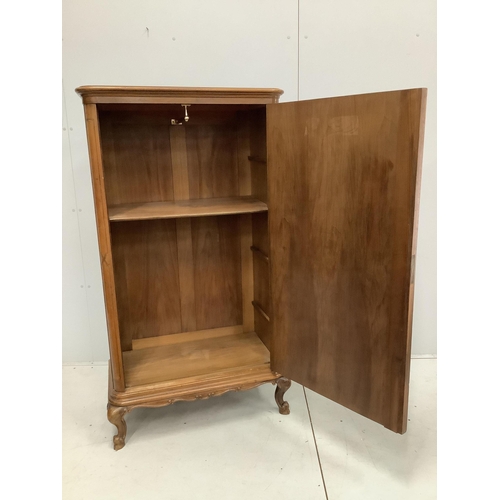 102 - A small French banded walnut wardrobe, width 80cm, depth 43cm, height 148cm. Condition - good