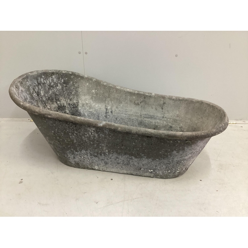 132 - A vintage galvanised childs bath, length 102cm, height 42cm. Condition - fair