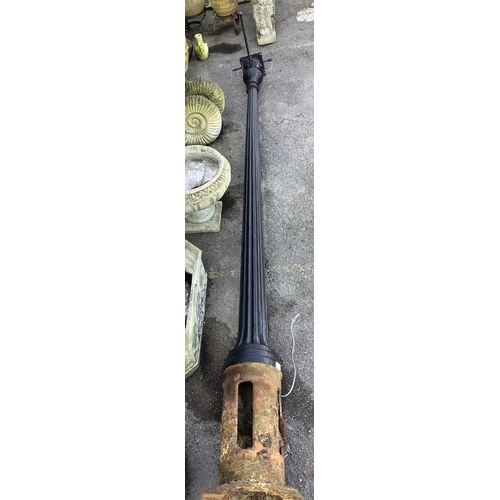 138 - A Victorian style black painted cast iron street lamp, height including base 360cm. Condition - fair... 