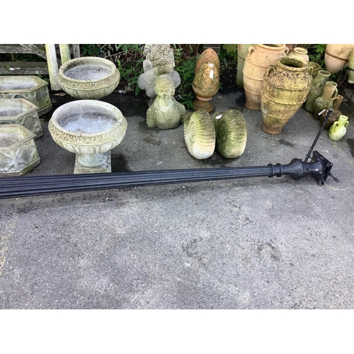 138 - A Victorian style black painted cast iron street lamp, height including base 360cm. Condition - fair... 