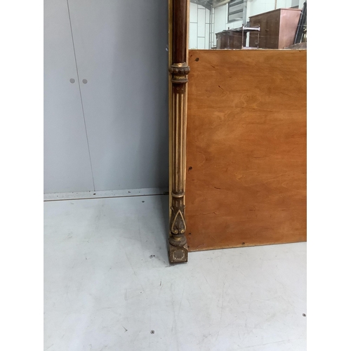 15 - A Victorian parcel-gilt mahogany overmantel mirror, with partial plate, width 146cm, height 206cm. C... 