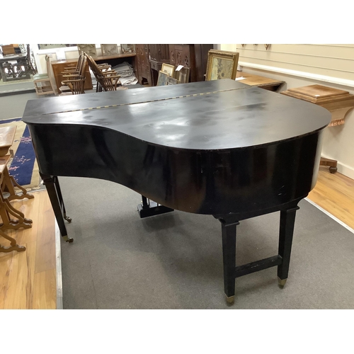 157 - An early 20th century Schumann ebonised boudoir grand piano, length 154cm, width 156cm, height 100cm... 