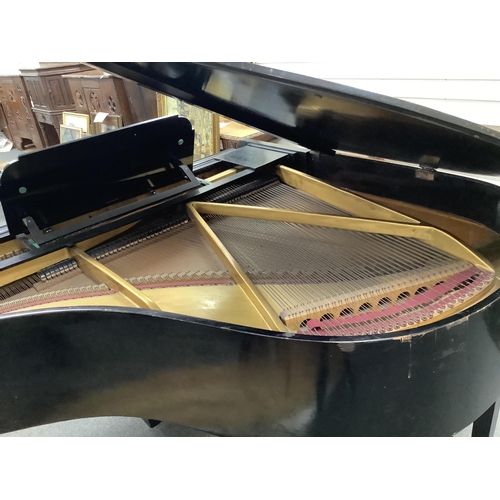 157 - An early 20th century Schumann ebonised boudoir grand piano, length 154cm, width 156cm, height 100cm... 