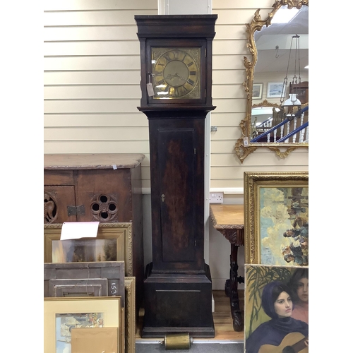 170 - An oak cased thirty hour longcase clock, height 194cm. Condition - fair