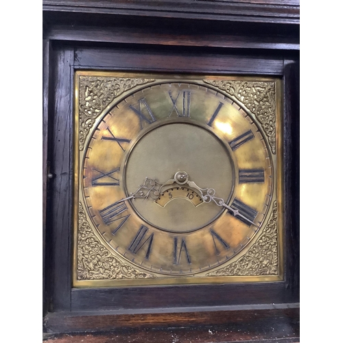 170 - An oak cased thirty hour longcase clock, height 194cm. Condition - fair