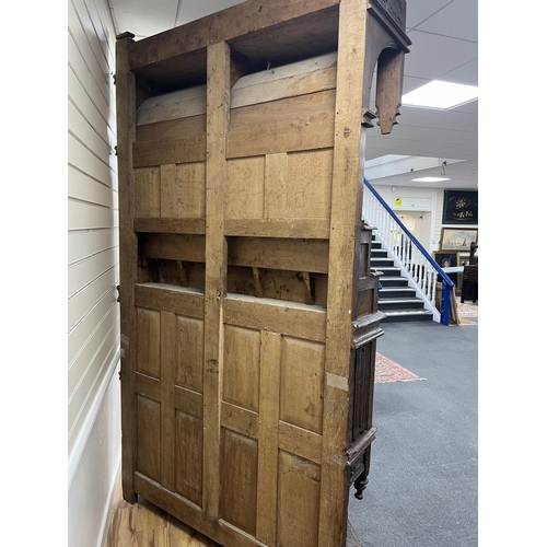 171 - A tall Gothic linenfold panelled oak dresser (dressoir), in 15th century French style, width 143cm, ... 