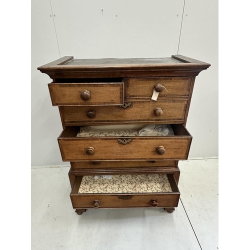 20 - A George IV banded oak chest on stand, width 103cm, depth 56cm, height 146cm (altered). Condition - ... 