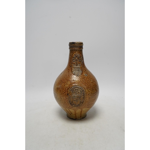 255 - A 17th century Rhenish saltglazed Bellarmine, 23cm. Condition - commensurate with age