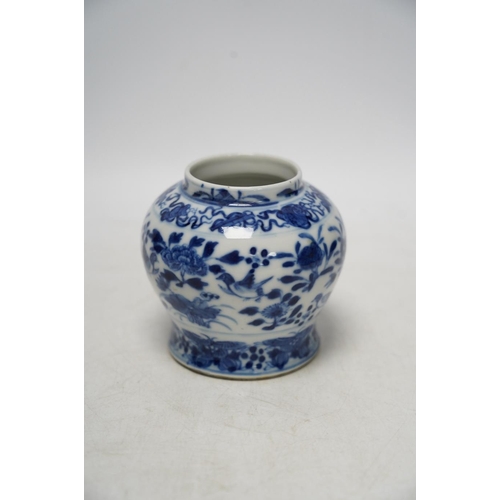 256 - A Chinese bulbous jar, Kangxi mark but later, 9cm. Condition - good