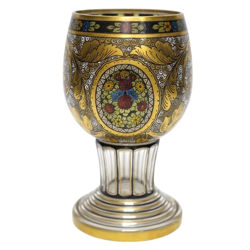 260 - A Bohemian Czech Glass goblet, possibly Hermann Pautsch Haida, 7.5cm. Condition - good