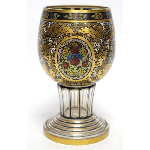 260 - A Bohemian Czech Glass goblet, possibly Hermann Pautsch Haida, 7.5cm. Condition - good