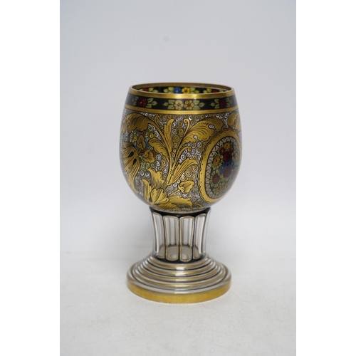 260 - A Bohemian Czech Glass goblet, possibly Hermann Pautsch Haida, 7.5cm. Condition - good