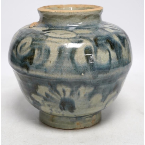 261 - A provincial Chinese Ming dynasty vase, 18cm. Condition - commensurate with age