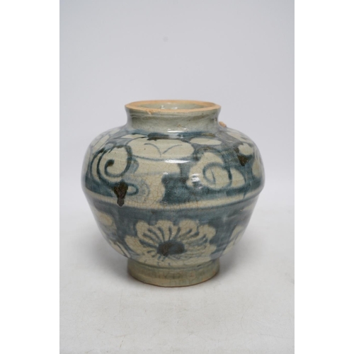 261 - A provincial Chinese Ming dynasty vase, 18cm. Condition - commensurate with age