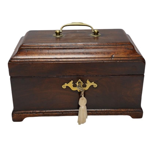 263 - A George III mahogany tea caddy, 25cm wide. Condition - fair