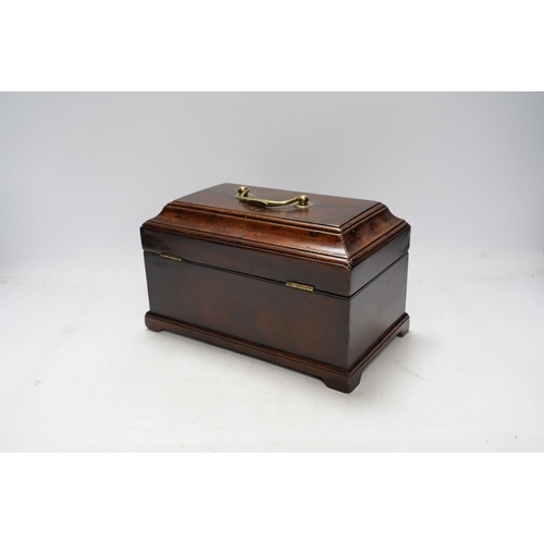 263 - A George III mahogany tea caddy, 25cm wide. Condition - fair