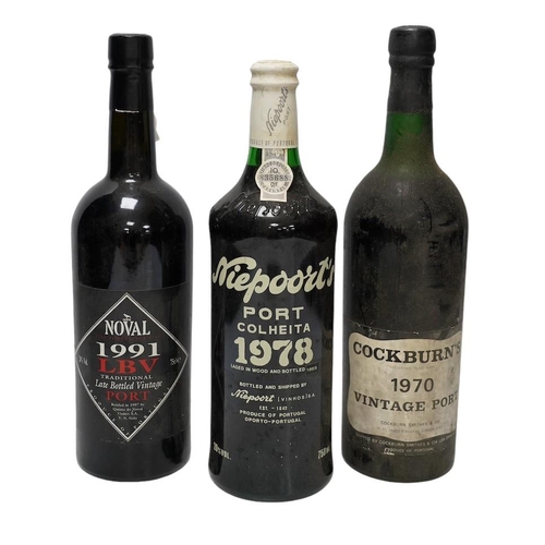 266 - Three bottles of port  to include a bottle of Niepoorts Colheita port vintage 1978, a bottle of Nov... 