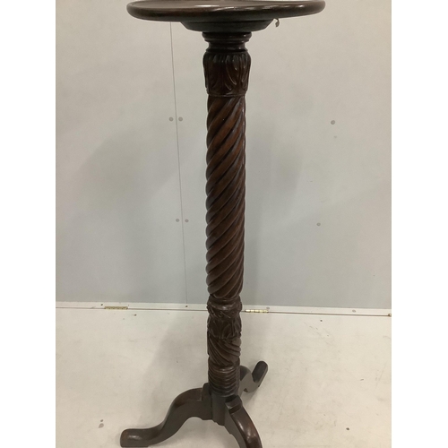 27 - A Victorian and later spiral twist mahogany torchere, height 131cm. Condition - fair