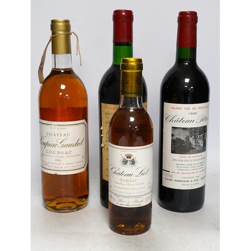 276 - Eleven bottles of wine to include six bottles of Chateau Pitray 1995, a bottle of Chateau La Lagune ... 