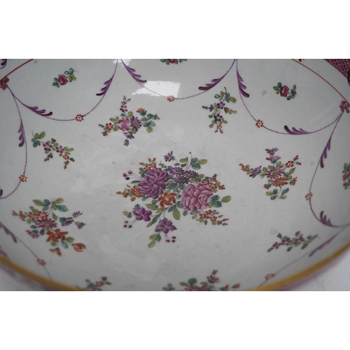 277 - A 19th century Samson famille rose bowl, 32cm diameter. Condition - slight wear to gilding