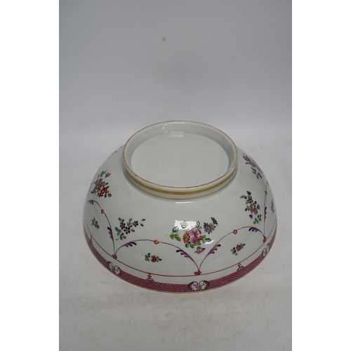 277 - A 19th century Samson famille rose bowl, 32cm diameter. Condition - slight wear to gilding